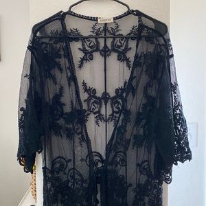 Black lace tie coverup.